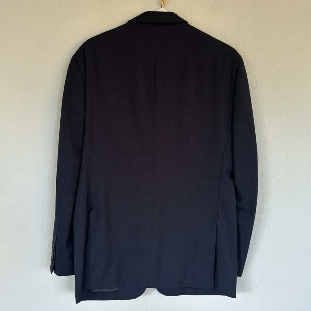 Pronto Uomo Platinum navy blue wool double button blazer jacket size 40 regular